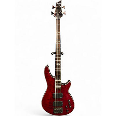 Used Schecter Guitar Research Damien Elite-4 Crimson Red Electric Bass Guitar