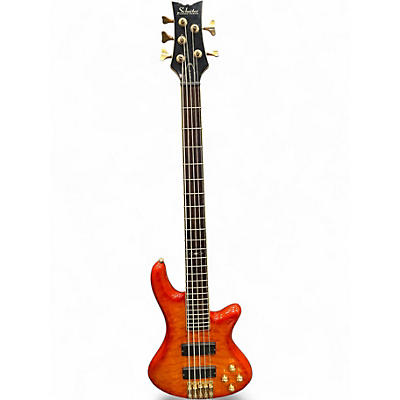 Used Schecter Guitar Research Damien Elite 5 String Honey Burst Electric Bass Guitar
