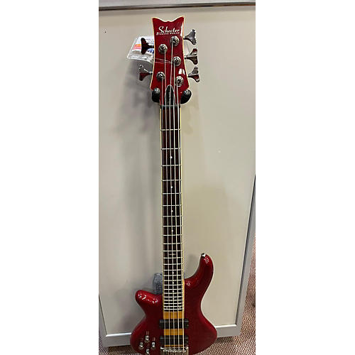 Schecter Guitar Research Used Schecter Guitar Research Damien Elite 5 String Left Handed Trans Crimson Red Electric Bass Guitar Trans Crimson Red