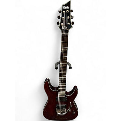 Used Schecter Guitar Research Damien Elite 6 Floyd Rose RED Solid Body Electric Guitar