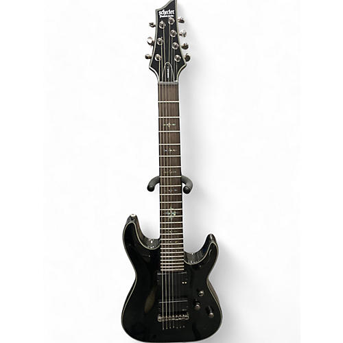 Used Schecter Guitar Research Damien Elite 7 Black Solid Body Electric Guitar Black