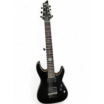 Used Schecter Guitar Research Damien Elite 7 Black Solid Body Electric Guitar