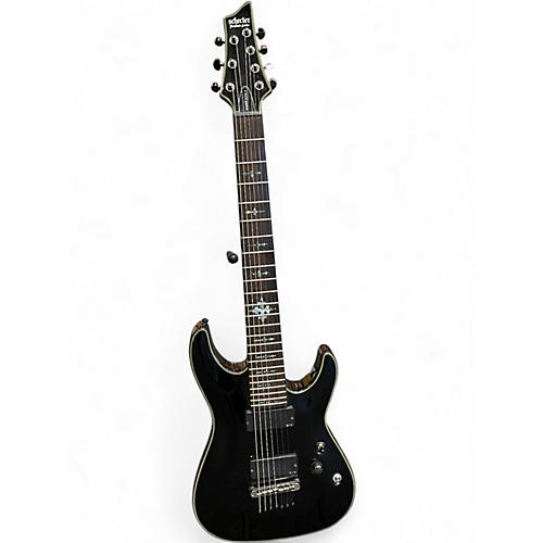 Used Schecter Guitar Research Damien Elite 7 Black Solid Body Electric Guitar Black