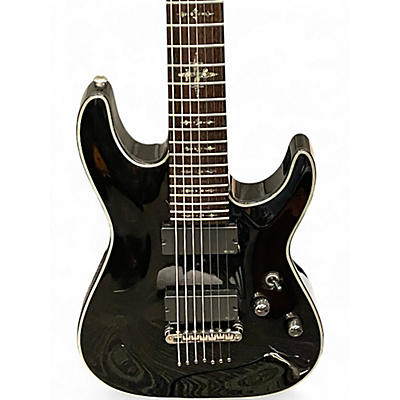 Used Schecter Guitar Research Damien Elite 7 Black Solid Body Electric Guitar
