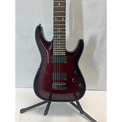 Schecter Guitar Research Used Schecter Guitar Research Damien Elite-7 Candy Apple Red Solid Body Electric Guitar