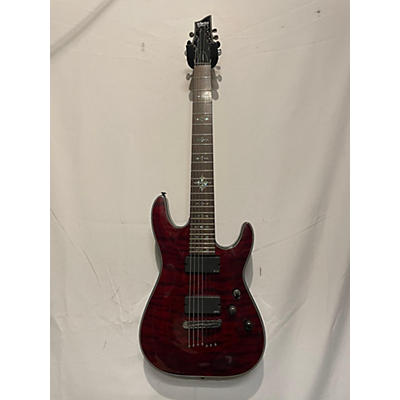 Schecter Guitar Research Used Schecter Guitar Research Damien Elite 7 Crimson Red Trans Solid Body Electric Guitar