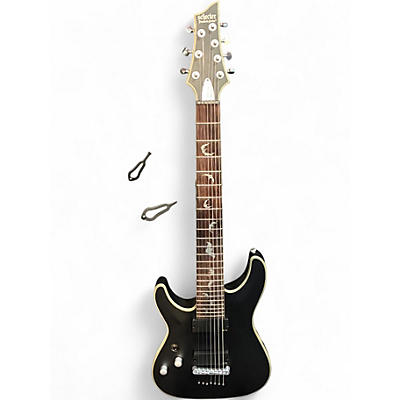 Used Schecter Guitar Research Damien Elite 7 Left Handed Satin Black Electric Guitar