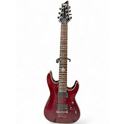 Used Schecter Guitar Research Damien Elite 7 Trans Crimson Red Solid Body Electric Guitar