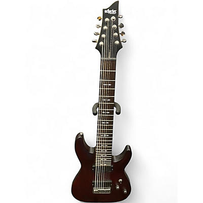 Used Schecter Guitar Research Damien Elite 8 String Black Solid Body Electric Guitar