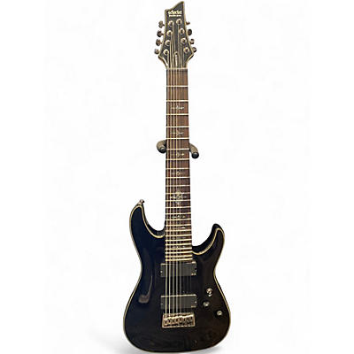 Used Schecter Guitar Research Damien Elite 8 String Black Solid Body Electric Guitar