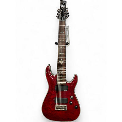Used Schecter Guitar Research Damien Elite 8 String Red Solid Body Electric Guitar