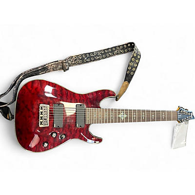 Used Schecter Guitar Research Damien Elite C8 Red Solid Body Electric Guitar