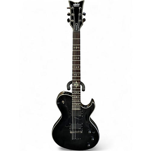Used Schecter Guitar Research Damien Elite Solo Black Solid Body Electric Guitar Black