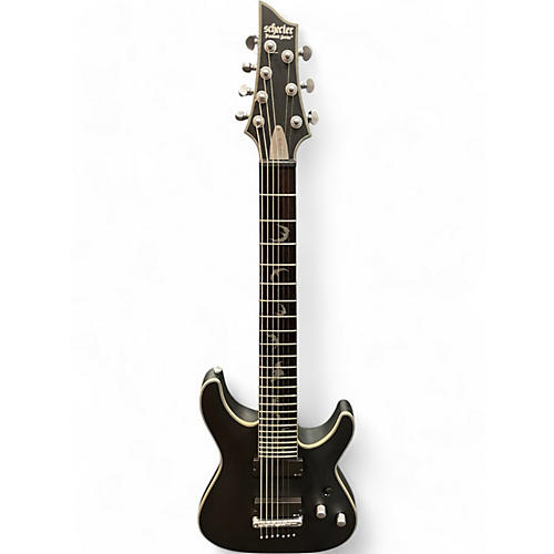 Used Schecter Guitar Research Damien Platinum 7 Black Solid Body Electric Guitar Black