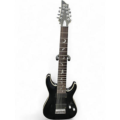 Used Schecter Guitar Research Damien Platinum Black and Silver Solid Body Electric Guitar