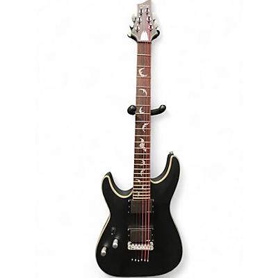 Used Schecter Guitar Research Damien Platinum LEFT HANDED Satin Black Solid Body Electric Guitar