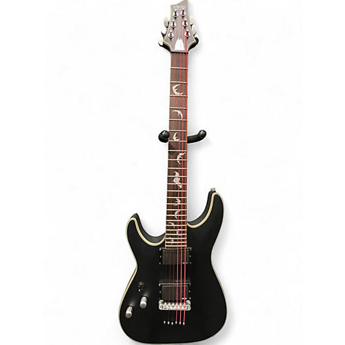 Used Schecter Guitar Research Damien Platinum LEFT HANDED Satin Black Solid Body Electric Guitar Satin Black