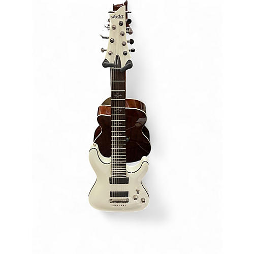 Used Schecter Guitar Research Deamon 7                 White Solid Body Electric Guitar White