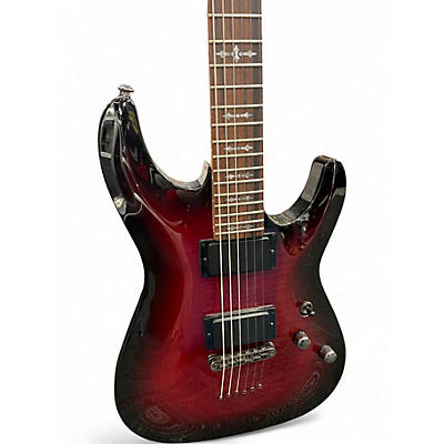 Used Schecter Guitar Research Demon 6 Crimson Red Burst Solid Body Electric Guitar