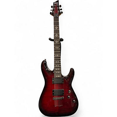 Used Schecter Guitar Research Demon 6 Crimson Red Burst Solid Body Electric Guitar