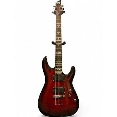 Used Schecter Guitar Research Demon 6 Crimson Red Burst Solid Body Electric Guitar
