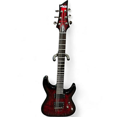 Used Schecter Guitar Research Demon 6 Crimson Red Burst Solid Body Electric Guitar