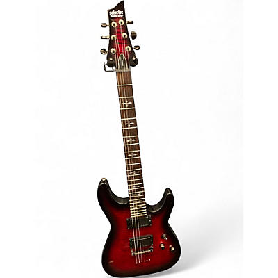 Used Schecter Guitar Research Demon 6 Crimson Red Burst Solid Body Electric Guitar
