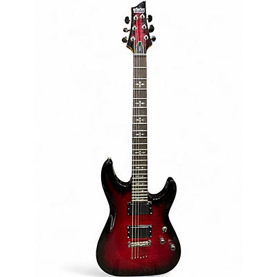 Used Schecter Guitar Research Demon 6 Crimson Red Burst Solid Body Electric Guitar