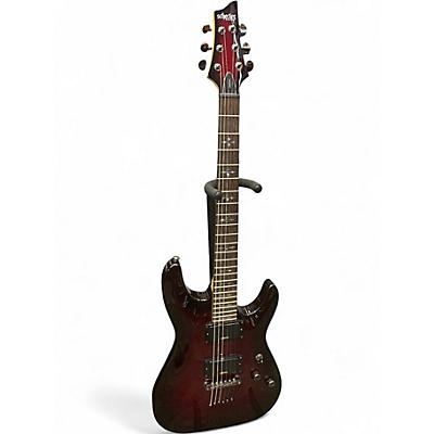 Used Schecter Guitar Research Demon 6 Crimson Red Burst Solid Body Electric Guitar