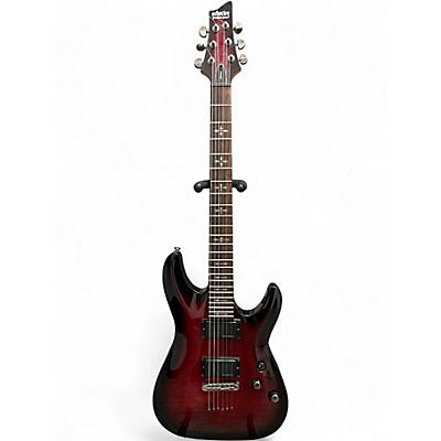 Used Schecter Guitar Research Demon 6 Crimson Red Burst Solid Body Electric Guitar