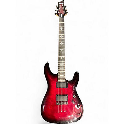 Used Schecter Guitar Research Demon 6 Crimson Red Burst Solid Body Electric Guitar