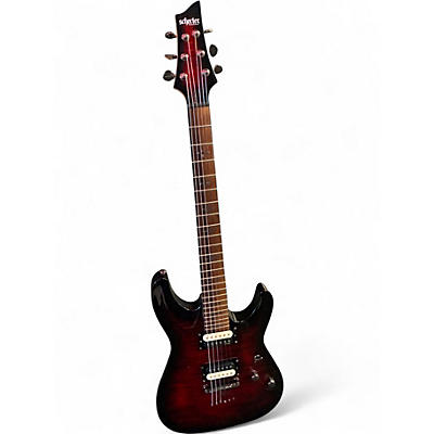 Used Schecter Guitar Research Demon 6 Crimson Red Burst Solid Body Electric Guitar