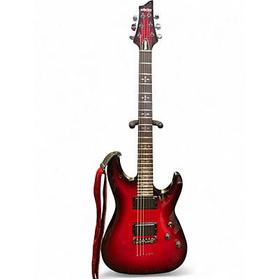 Used Schecter Guitar Research Demon 6 Crimson Red Burst Solid Body Electric Guitar
