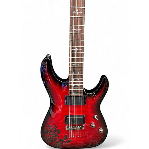 Used Schecter Guitar Research Demon 6 Crimson Red Trans Solid Body Electric Guitar Crimson Red Trans