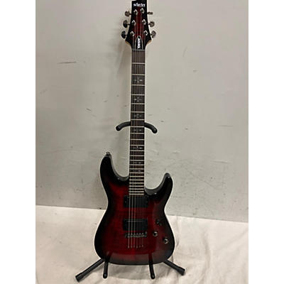 Used Schecter Guitar Research Demon 6 Red To Black Fade Solid Body Electric Guitar