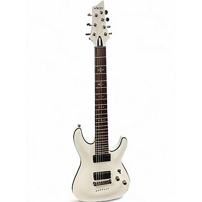 Used Schecter Guitar Research Demon 7 String Alpine White Solid Body Electric Guitar