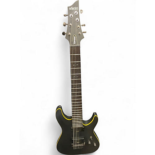 Used Schecter Guitar Research Demon 7 String Black Solid Body Electric Guitar Black