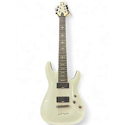 Used Schecter Guitar Research Demon 7 String Black and White Solid Body Electric Guitar
