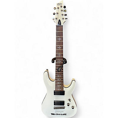 Used Schecter Guitar Research Demon 7 String DIAMOND SERIES White Solid Body Electric Guitar