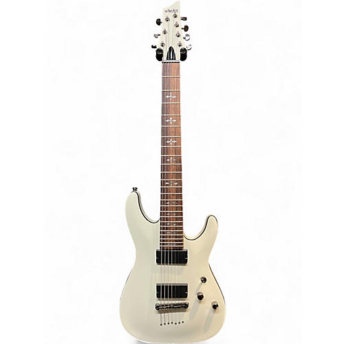 Used Schecter Guitar Research Demon 7 String Vintage White Solid Body Electric Guitar Vintage White