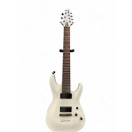 Used Schecter Guitar Research Demon 7 String Vintage White Solid Body Electric Guitar Vintage White