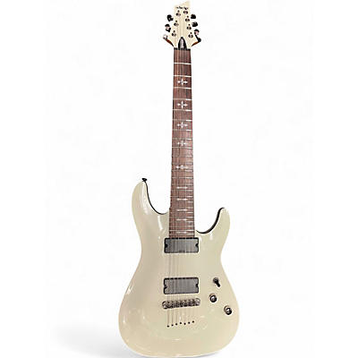 Used Schecter Guitar Research Demon 7 String Vintage White Solid Body Electric Guitar