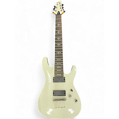 Used Schecter Guitar Research Demon 7 String Vintage White Solid Body Electric Guitar