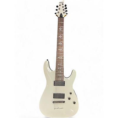 Used Schecter Guitar Research Demon 7 String WHITE Solid Body Electric Guitar