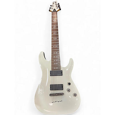 Used Schecter Guitar Research Demon 7 String WHITE Solid Body Electric Guitar