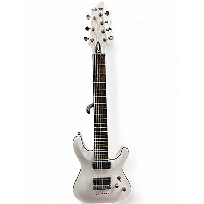 Used Schecter Guitar Research Demon 7 String White Solid Body Electric Guitar