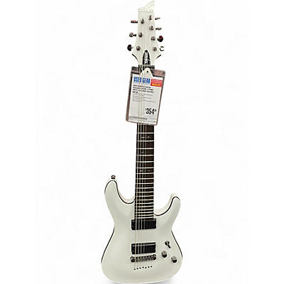 Used Schecter Guitar Research Demon 7 String White Solid Body Electric Guitar