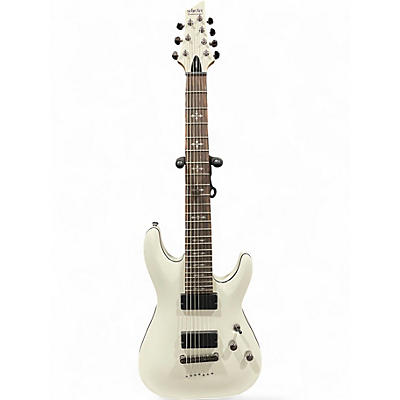 Used Schecter Guitar Research Demon 7 String White Solid Body Electric Guitar
