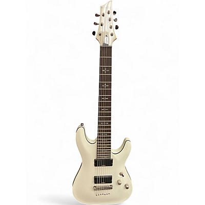 Used Schecter Guitar Research Demon 7 String White Solid Body Electric Guitar