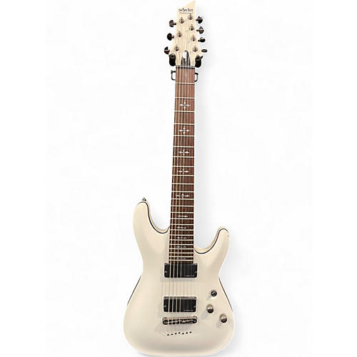 Used Schecter Guitar Research Demon 7 String White Solid Body Electric Guitar White